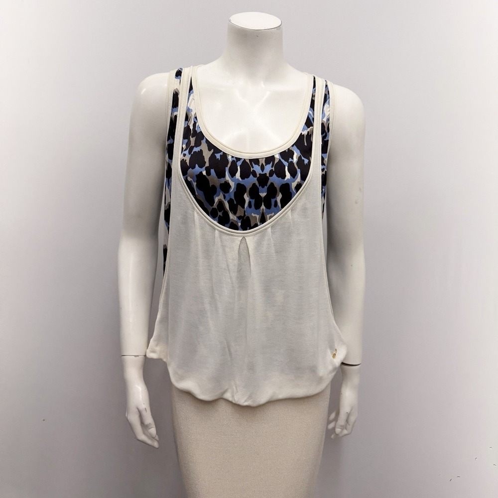 Roberto Cavalli Top 2 Layers Signed & Printed With Silk Knit Layer Siize 46 S